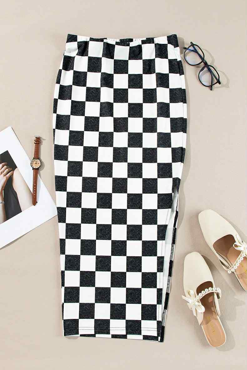 Caught a Vibe Checkered Skirt