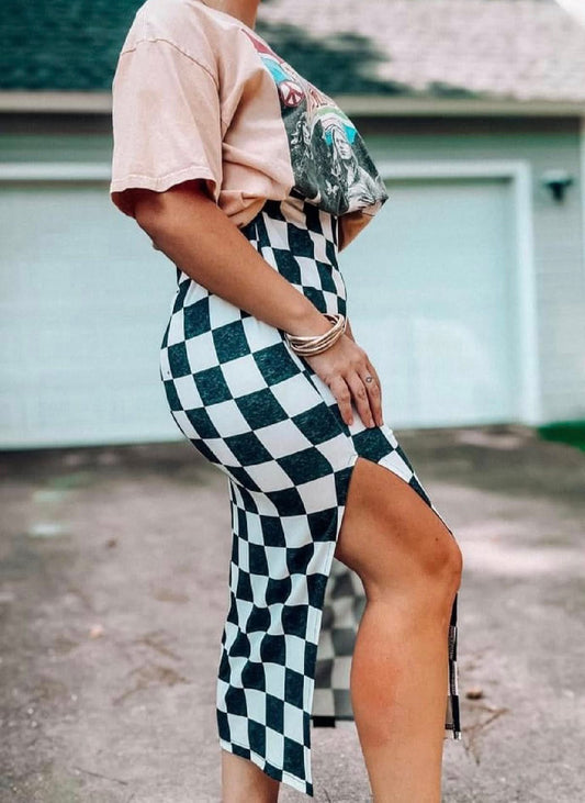 Caught a Vibe Checkered Skirt