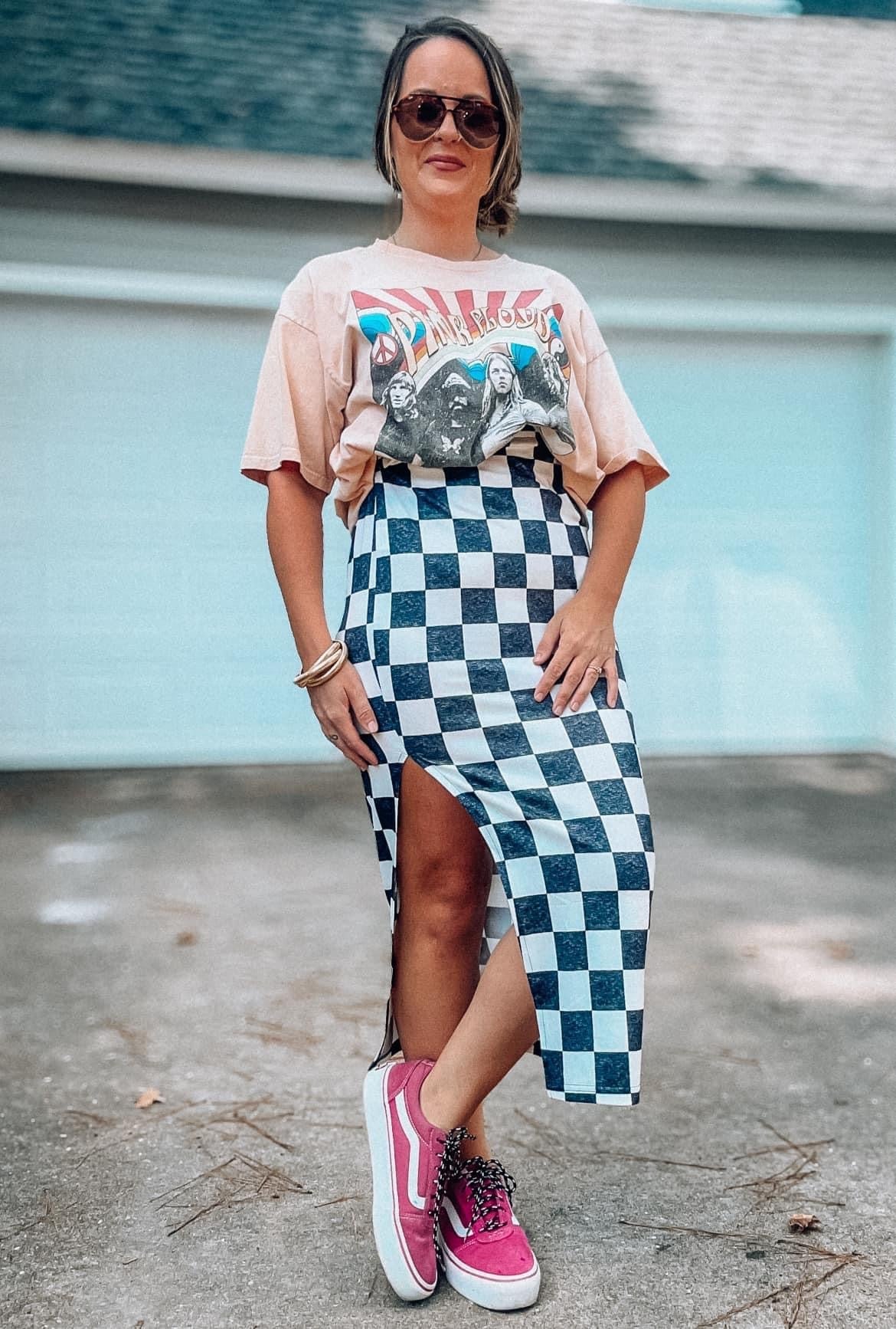 Caught a Vibe Checkered Skirt