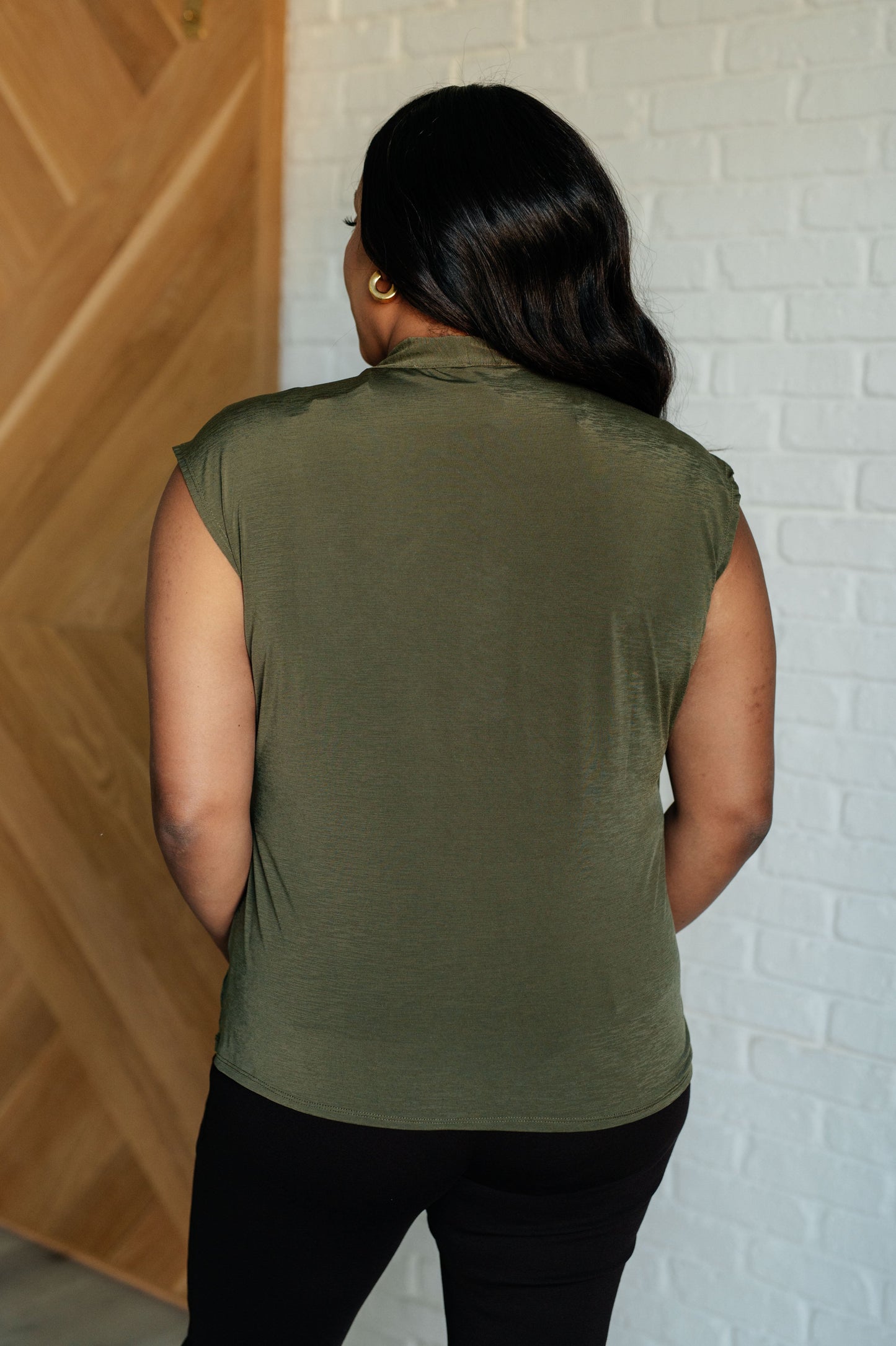 Classic Surplice Front Top in Olive