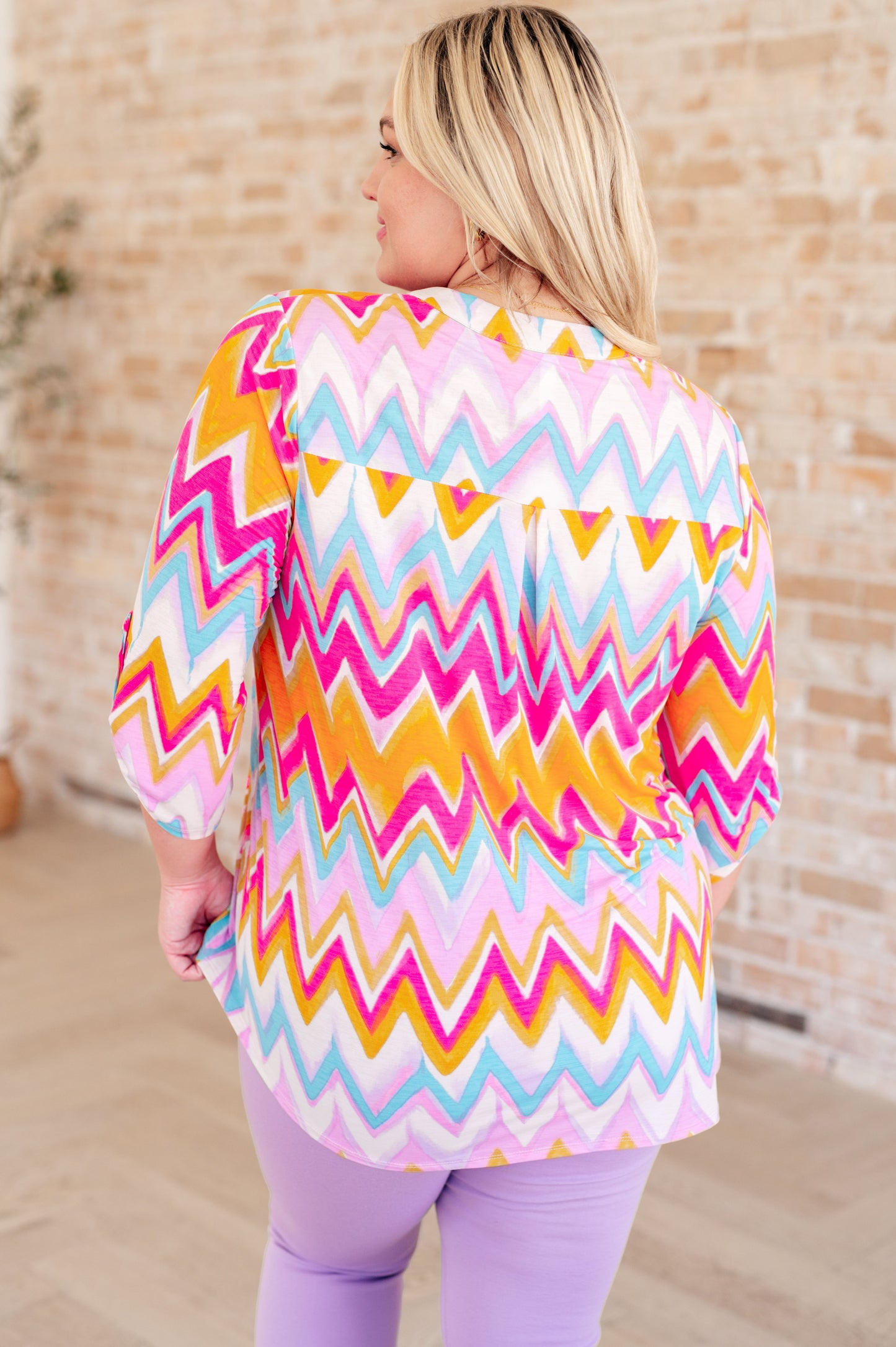 Lizzy Top in Orange Multi Chevron