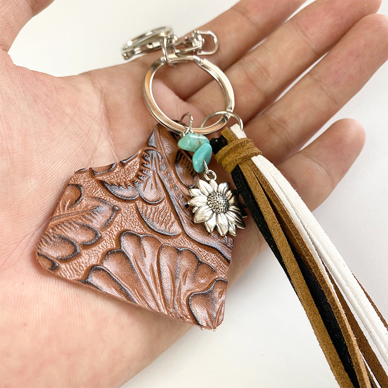 Turquoise Fringe Detail Keychain