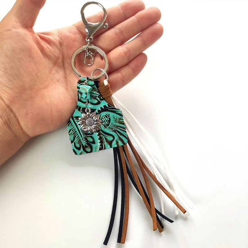 Turquoise Fringe Detail Keychain