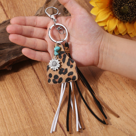 Turquoise Fringe Detail Keychain