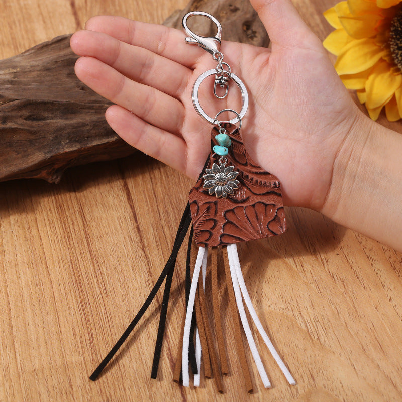 Turquoise Fringe Detail Keychain