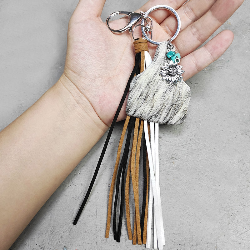 Turquoise Fringe Detail Keychain